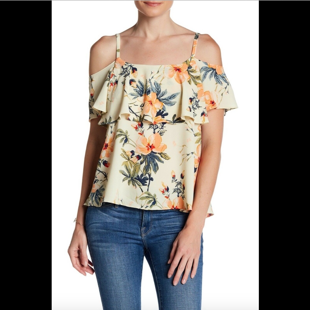 NEW $48 Bobeau Cold Shoulder Blouse Yellow Small